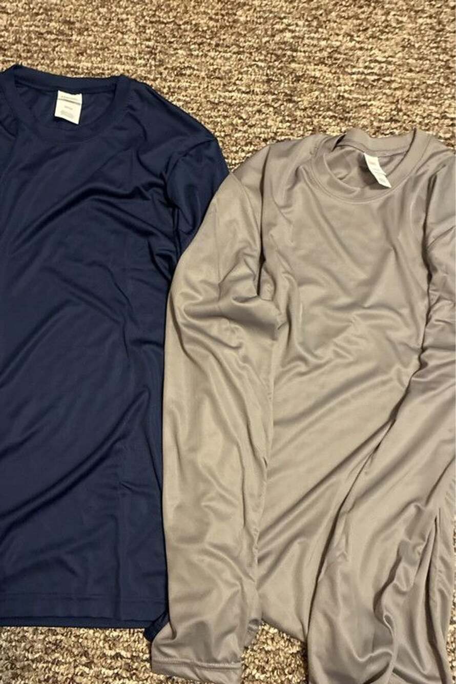 Men’s new w/o tags set of 2 sz small blue and gray dri fit long sleeve Hanes tsh